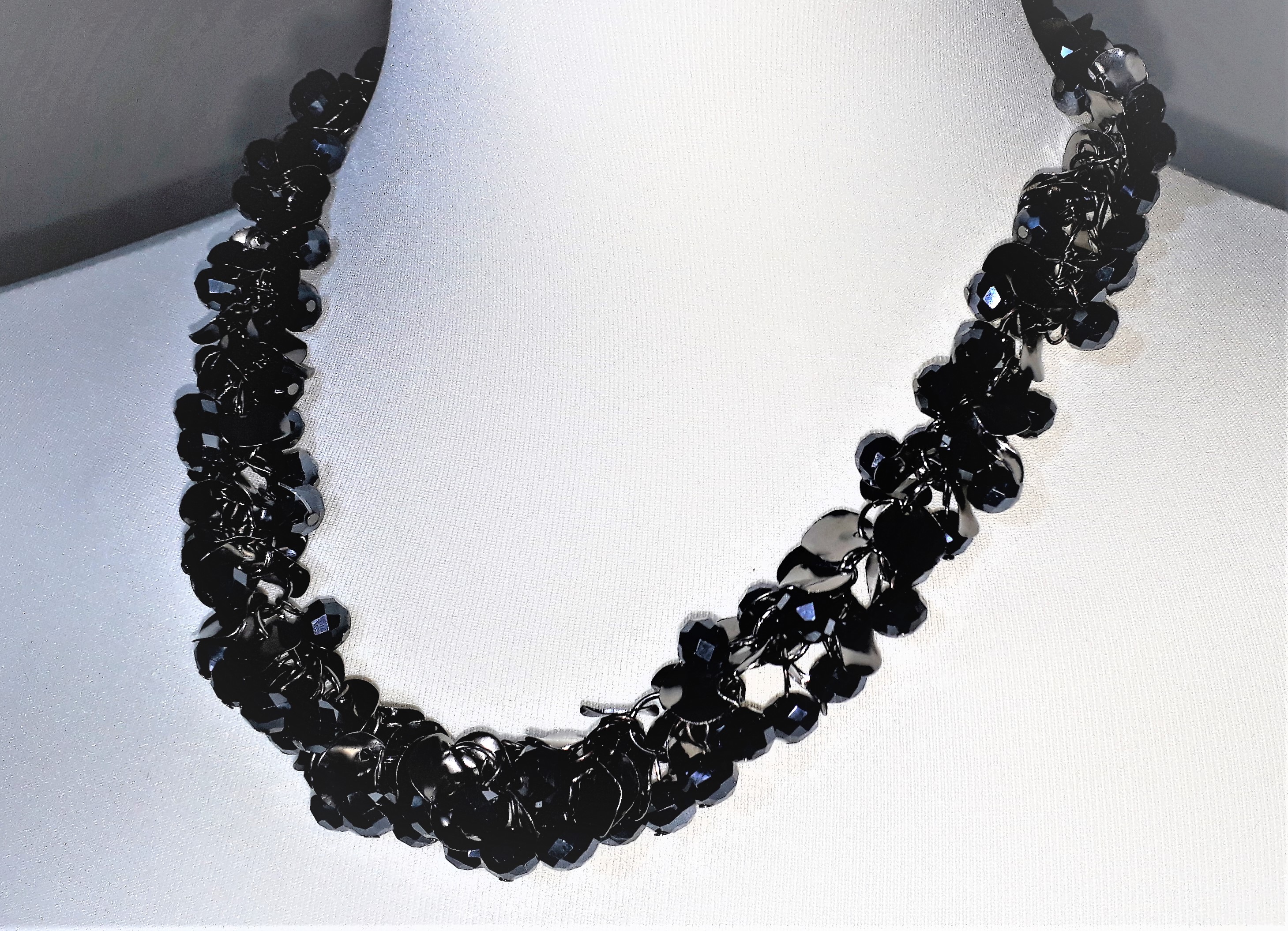 Multi Faceted Black Glass Bead Chunky Statement Choker Necklace – Home  Bargain Deals
